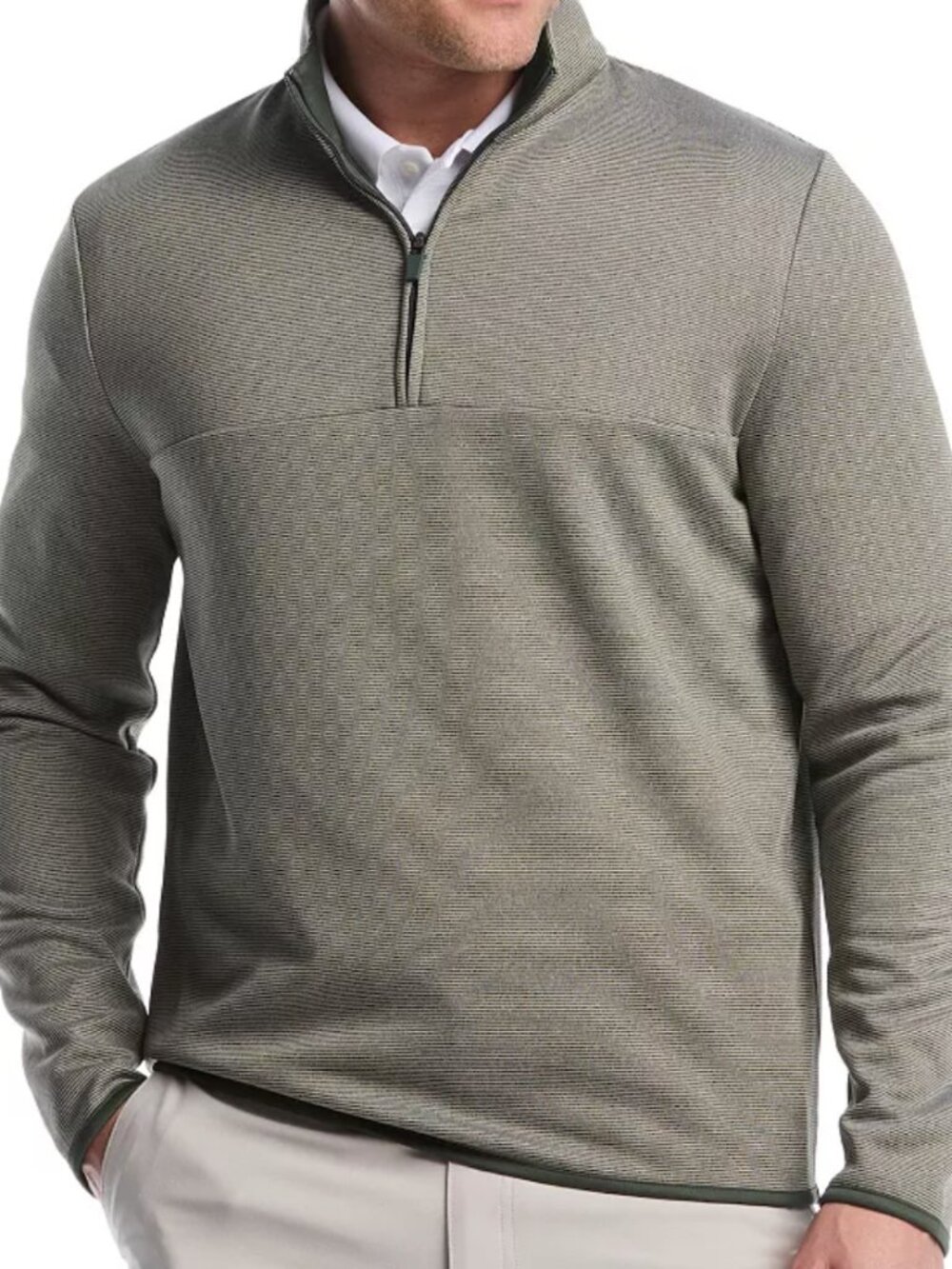 Grand Slam Men's Heather Stripe Quarter Zip Golf Pullover, Deep Forest, Size XXL